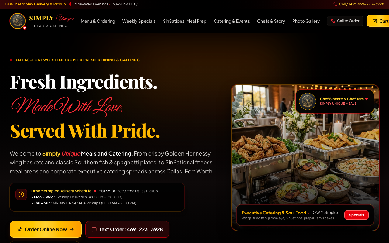 Simply Unique Meals & Catering website